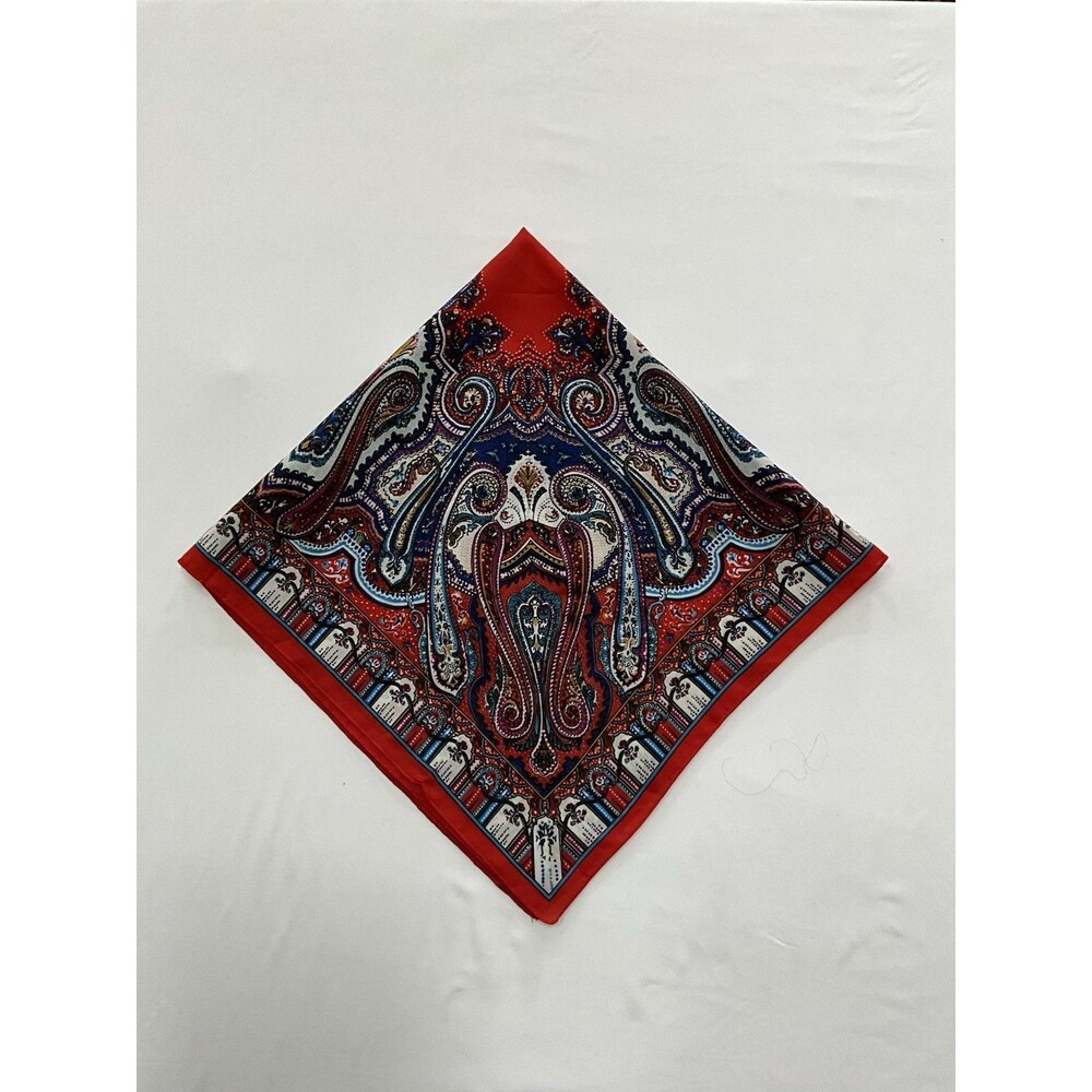 Vibrant Red Paisley Oversized Square Scarf - 33" x 33"
